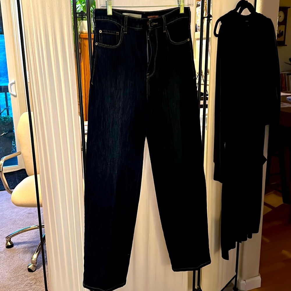 Anthropologie Pilcro The Column Straight Jean High Rise Dark Wash - Size 28 Tall